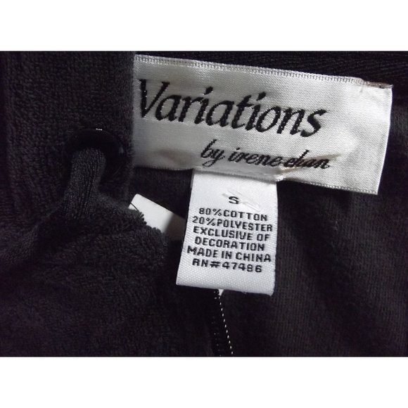 Variations Hoodie Womens Small Dark Charcoal Gray Black Terry Zip Jacket pockets - Picture 3 of 8